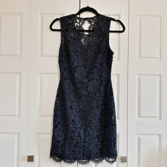 Banana Republic Navy Sheath Dress Lace Sleeveless - Picture 3 of 6